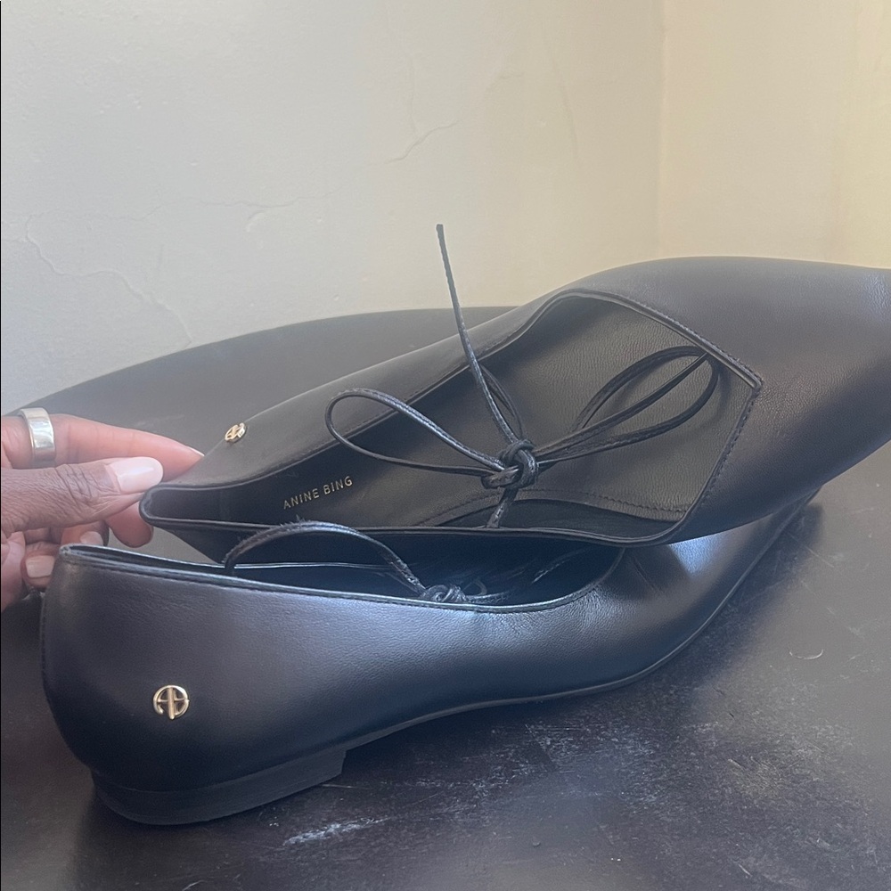 Anine Bing Nikki Flats - Black leather pointed - Picture 2 of 13